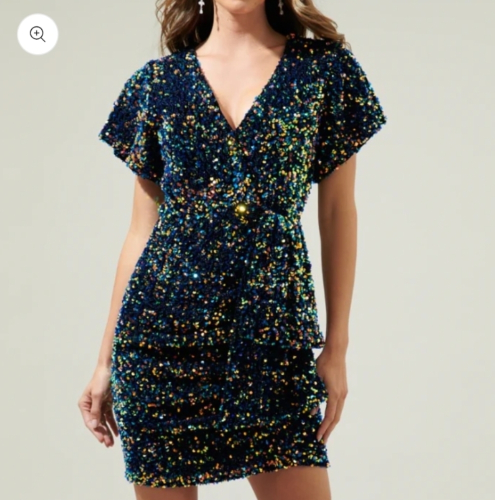 Stunning SugarLips Multicolor Velvet Sequin Mini Dress Size Medium